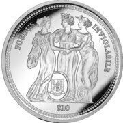 10 Dollars - Elizabeth II Three Graces, United Kingdom, 2022 reverse image