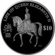 10 Dollars In the name of Elizabeth II; Life of Queen Elizabeth II; Black Finish, United Kingdom, 2022 reverse image
