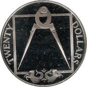 20 Dollars - Elizabeth II Brass Dividers, United Kingdom, 1985 reverse image