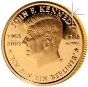 20 Dollars - Elizabeth II John F. Kennedy, United Kingdom, 2003 reverse image