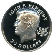 20 Dollars - Elizabeth II John F. Kennedy; 4oz Silver, United Kingdom, 2014 reverse image