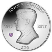 20 Dollars - Elizabeth II JFK 100th Anniversary; Silver 2oz, United Kingdom, 2017 reverse image