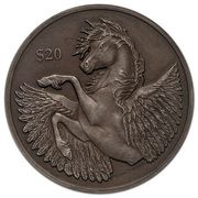 20 Dollars - Elizabeth II Pegasus; Silver Antique Finish, United Kingdom, 2018 reverse image