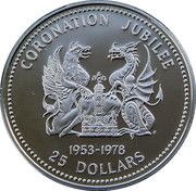 25 Dollars - Elizabeth II Coronation Jubilee, United Kingdom, 1978 reverse image