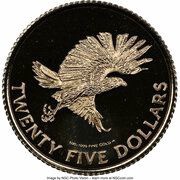25 Dollars - Elizabeth II Red-tailed hawk in flight, United Kingdom, 1982 reverse image