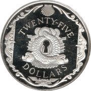 25 Dollars - Elizabeth II Lock Plate, United Kingdom, 1988 reverse image