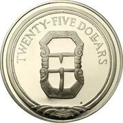 25 Dollars - Elizabeth II Belt Buckle, United Kingdom, 1988 reverse image