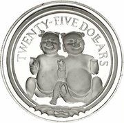 25 Dollars - Elizabeth II Baby Figurines, United Kingdom, 1988 reverse image