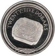 25 Dollars - Elizabeth II Engraved Printing Block, United Kingdom, 1988 reverse image
