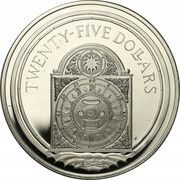 25 Dollars - Elizabeth II Antique Clock, United Kingdom, 1988 reverse image