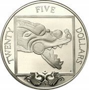 25 Dollars - Elizabeth II Open-mouthed Dragon Head Sculpture, United Kingdom, 1988 reverse image