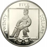 25 Dollars - Elizabeth II Seated Figure Sculpture, United Kingdom, 1988 reverse image