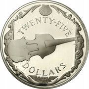 25 Dollars - Elizabeth II Violin, United Kingdom, 1988 reverse image