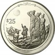 25 Dollars - Elizabeth II Columbus predicting lunar eclipse, United Kingdom, 1992 reverse image