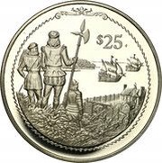 25 Dollars - Elizabeth II Spanish figures, United Kingdom, 1992 reverse image