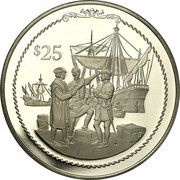 25 Dollars - Elizabeth II Columbus getting provisions for his ships, United Kingdom, 1992 reverse image