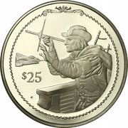 25 Dollars - Elizabeth II Columbus navigating by stars, United Kingdom, 1992 reverse image