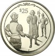 25 Dollars - Elizabeth II Columbus as prisoner, United Kingdom, 1992 reverse image