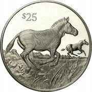 25 Dollars - Elizabeth II Cape Mountain Zebra, United Kingdom, 1993 reverse image