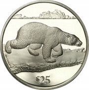 25 Dollars - Elizabeth II Polar Bear, United Kingdom, 1993 reverse image