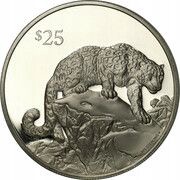 25 Dollars - Elizabeth II Snow Leopard reverse image