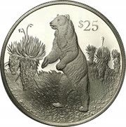 25 Dollars - Elizabeth II Spectacled Bear, United Kingdom, 1993 reverse image