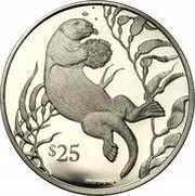 25 Dollars - Elizabeth II Sea Otter, United Kingdom, 1993 reverse image