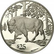 25 Dollars - Elizabeth II European Bison, United Kingdom, 1993 reverse image