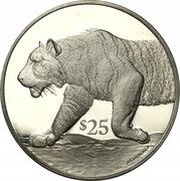 25 Dollars - Elizabeth II Tiger, United Kingdom, 1993 reverse image