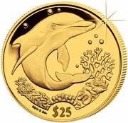 25 Dollars - Elizabeth II Dolphin, United Kingdom, 2004 reverse image