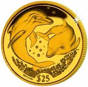 25 Dollars - Elizabeth II Dolphins, United Kingdom, 2006 reverse image
