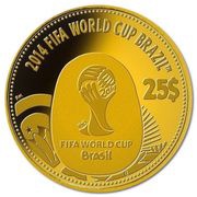 25 Dollars - Elizabeth II 2014 FIFA World Cup Brasil, United Kingdom, 2012 reverse image