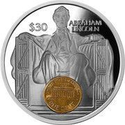 30 Dollars - Elizabeth II Lincoln Memorial, Silver Proof, United Kingdom, 2022 reverse image