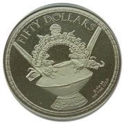 50 Dollars - Elizabeth II Double-spouted Vessel, United Kingdom, 1988 reverse image