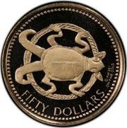 50 Dollars - Elizabeth II Turtle, United Kingdom, 1988 reverse image