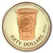 50 Dollars - Elizabeth II Chimu Gold Beaker, United Kingdom, 1988 reverse image