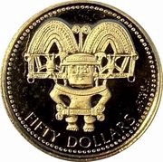 50 Dollars - Elizabeth II Tairona Ceremonial Dancer, United Kingdom, 1988 reverse image