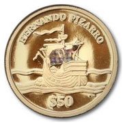 50 Dollars - Elizabeth II Hernando Pizarro, United Kingdom, 2004 reverse image