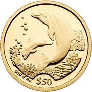 50 Dollars - Elizabeth II Dolphin and calf, United Kingdom, 2005 reverse image
