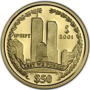 50 Dollars - Elizabeth II 5th Anniversary Attack on Twin Towers, United Kingdom, 2006 reverse image