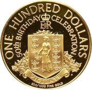 100 Dollars - Elizabeth II 50th Birthday, United Kingdom, 1976 reverse image