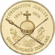 100 Dollars - Elizabeth II Coronation Jubilee, United Kingdom, 1978 reverse image
