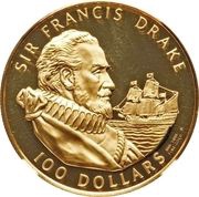 100 Dollars - Elizabeth II Sir Francis Drake, United Kingdom, 1979 reverse image