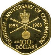100 Dollars - Elizabeth II Coronation of Queen Elizabeth II, United Kingdom, 1983 reverse image