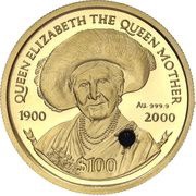 100 Dollars - Elizabeth II The Queen Mother, United Kingdom, 2000 reverse image
