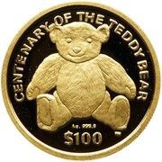 100 Dollars - Elizabeth II Teddy Bear, United Kingdom, 2002 reverse image