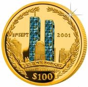100 Dollars - Elizabeth II Twin Towers, United Kingdom, 2002 reverse image