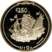 250 Dollars - Elizabeth II The Nina, United Kingdom, 1994 reverse image