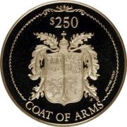 250 Dollars - Elizabeth II Coat of Arms Columbus, United Kingdom, 1996 reverse image
