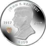 350 Dollars - Elizabeth II JFK 100th Anniversary; Silver 100oz, United Kingdom, 2017 reverse image